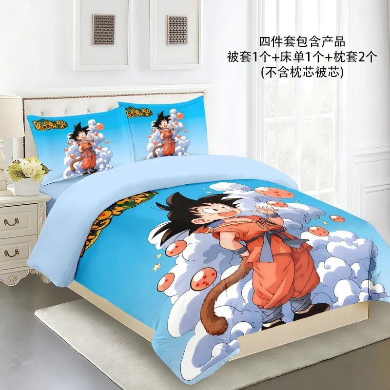 Dragon Ball Son Goku Vegeta Kreatives Cartoon-Vierteiliges Set Studentenwohnheim Anime Bettbezug und Bettlaken Dreiteiliges Set – Detail 4