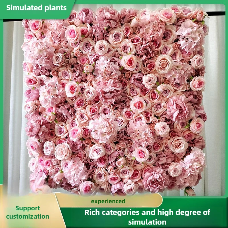 

Simulation green plant wall landscaping rose simulation flower wall wedding decoration props fake flower silk flower background