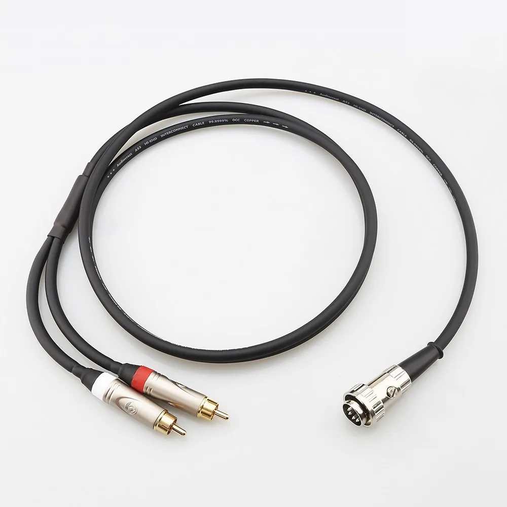 

99.998% High Purity OFC Copper 4 Pin Locking DIN to 2RCA Audio Interconnect Cable for Amplifier Phono Turntable Connection
