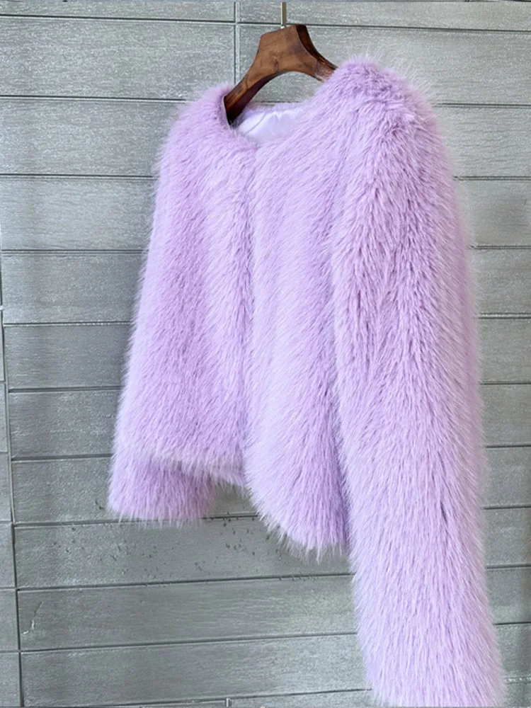 Moda cappotto di pelliccia rossa sintetica donna inverno 2024 Hot Cool Girls Fluffy Warm Short Fur Jacket Faux Fox Fur Ladies Outwear