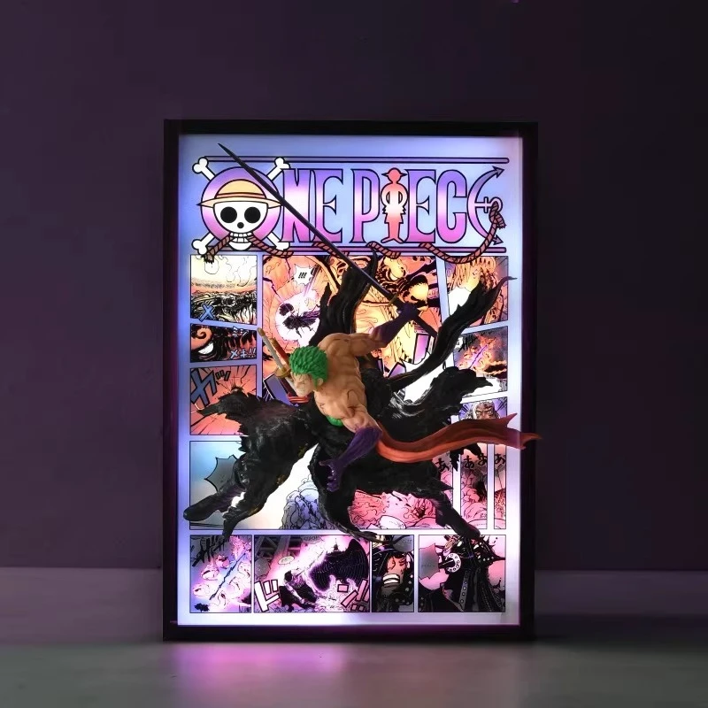 One Piece Action Figure Decor Light Sign Painting Luffy Zoro Poster Action Figures Creative 3D Stereo Painting Toy Festival Gift