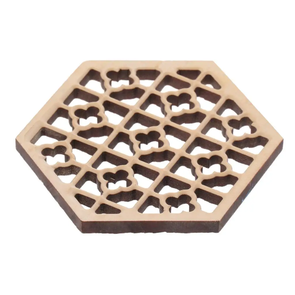 Finest Wooden Hexagonal Erhu Sound Hole Cover Embossment DIY 6 Side
