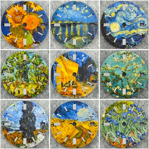 Imagen 2 del producto Esfera de reloj NH35 serie Van Gogh, 28,5mm, alta calidad, Compatible con movimiento NH35, accesorio de reloj