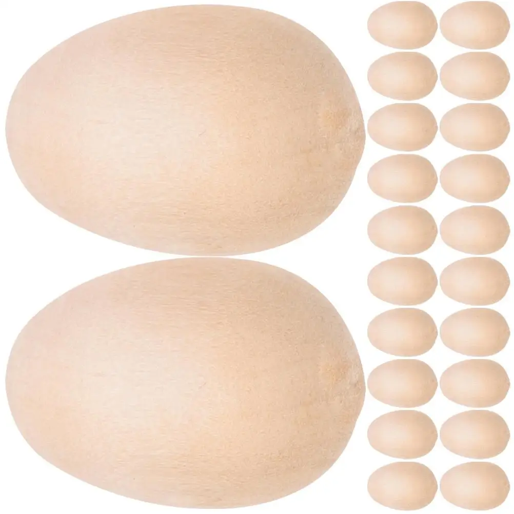 

50 Pcs Wooden Eggs High Density Unpainted Craft Supplies Kids Activities Easter Party Hen Coop Stimulator Smooth Shape
