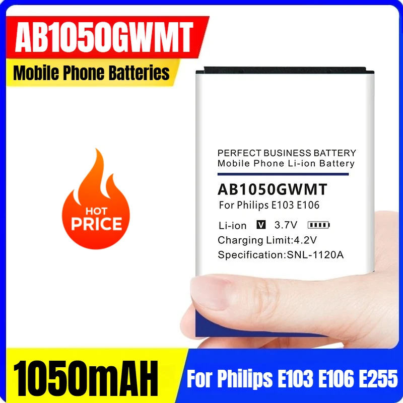 

AB1050GWMT 3.7V 1050mAH Mobile Phone Batteries for Philips E103 E106 E255