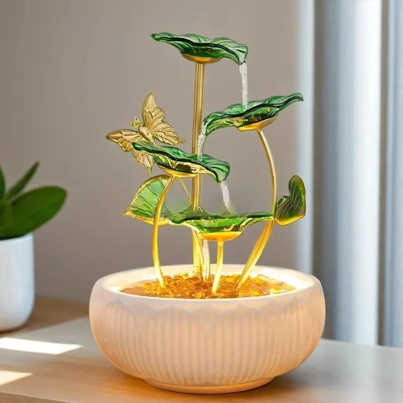 Mini Indoor Modern Home Office Luxury Lucky Fortune Gold Metal Craft Tabletop  Rope Vase Silent Desktop Fengshui Ornaments Decor