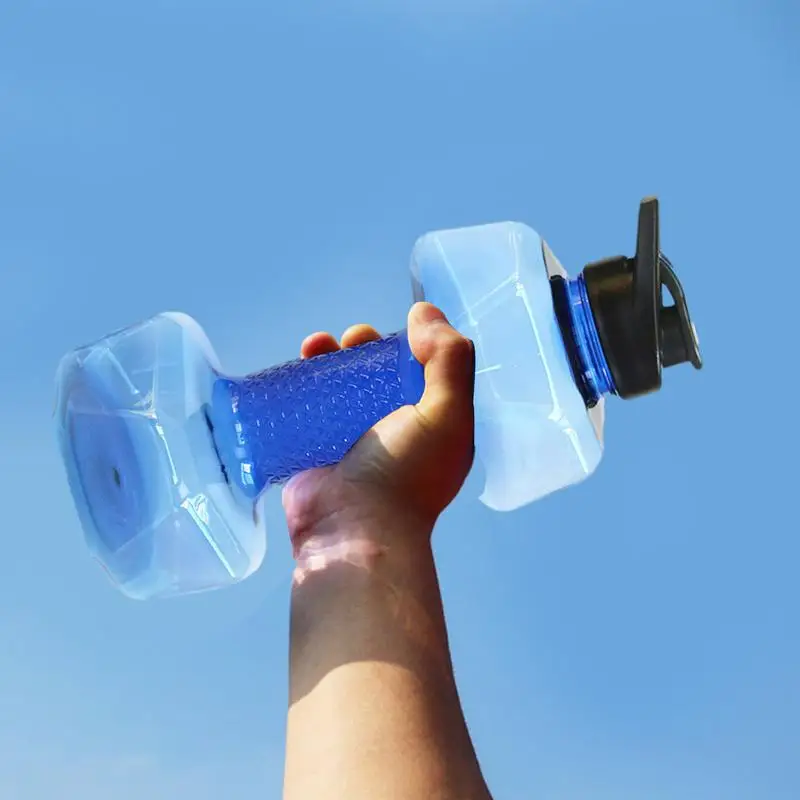 550ml/1500ml PET Dumbbell Shaped Kettle Outdoor Fitness Cycling Water Bottle Weight Strong Gym Water Drinks Accessories