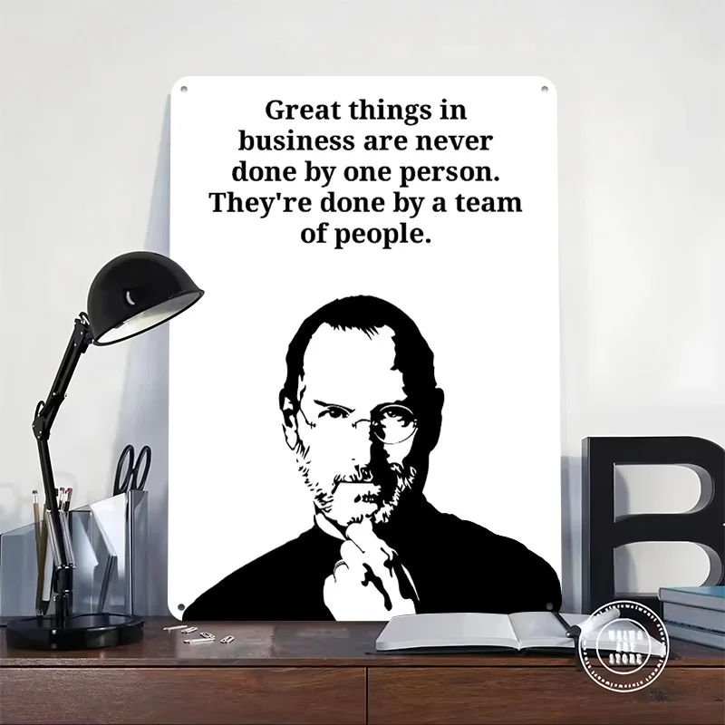Steve Jobs Teamwork Quote 3D Texture Printed Poster Custom Vintage Metal Tin Plate Sign for Wall Art Gaming Room Decoration Man