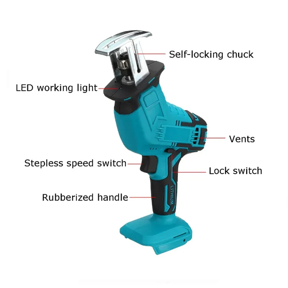 Imagem -02 - Cordless Elétrica Alternativa Saw 18v Makita Battery Multifuncionais Serras Elétricas Portáteis Metal e Madeira Corte Sabre Saw