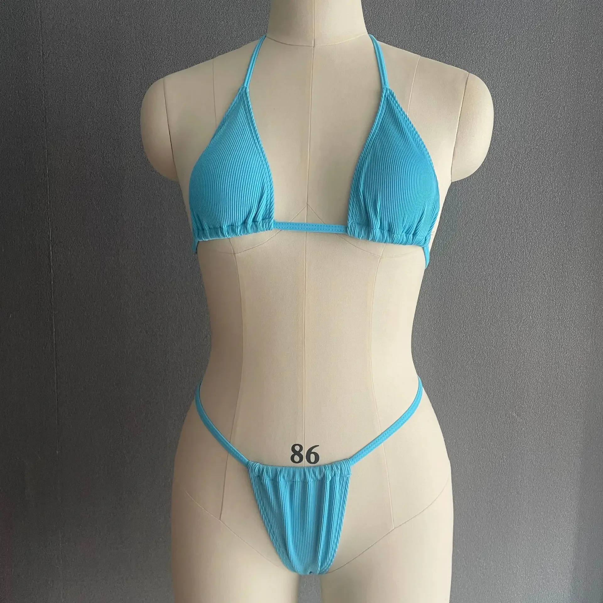 Conjunto de biquíni push up triângulo para mulheres, roupa de banho brasileira, mini biquínis, corda amarrada, maiô de 2 peças, roupa de praia