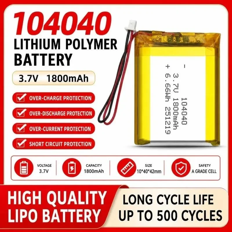 [New] 3pcs 104040 3.7V 1800mAh Polymer Lithium Battery for Digital Makeup Mirror Smart Remote Control Battery Cell