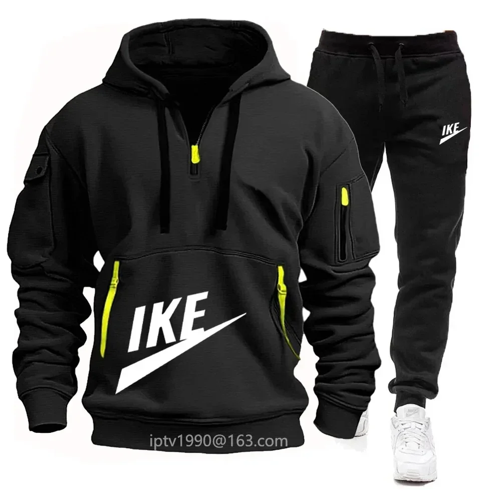 2025 New Men's Autumn-Winter Zippered Hooded Jacket + Pants Set - Casual Sportswear Warmth Set - Outdoor - Fashion - Comfortable