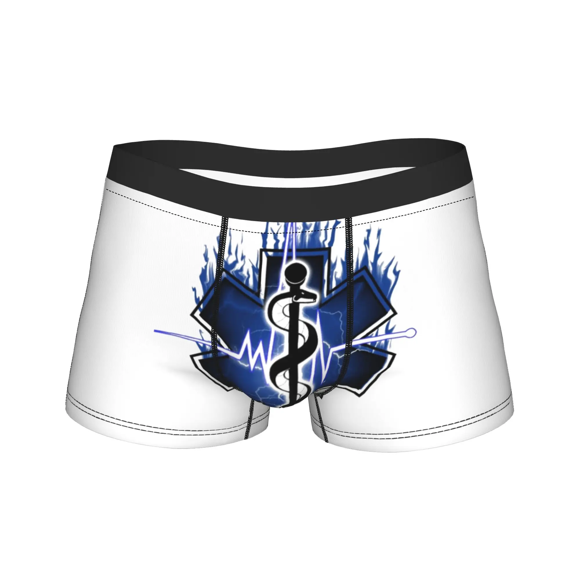 Men Star of Life Long Underwear Paramedic Medic Novelty Boxer Briefs Shorts Panties Male Soft Underpants Plus Size