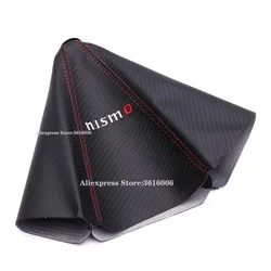 jdm NISMO Carbon Fiber Look Shift Lever Knob Boot Cover Shift Knob Collars With Red Stitching