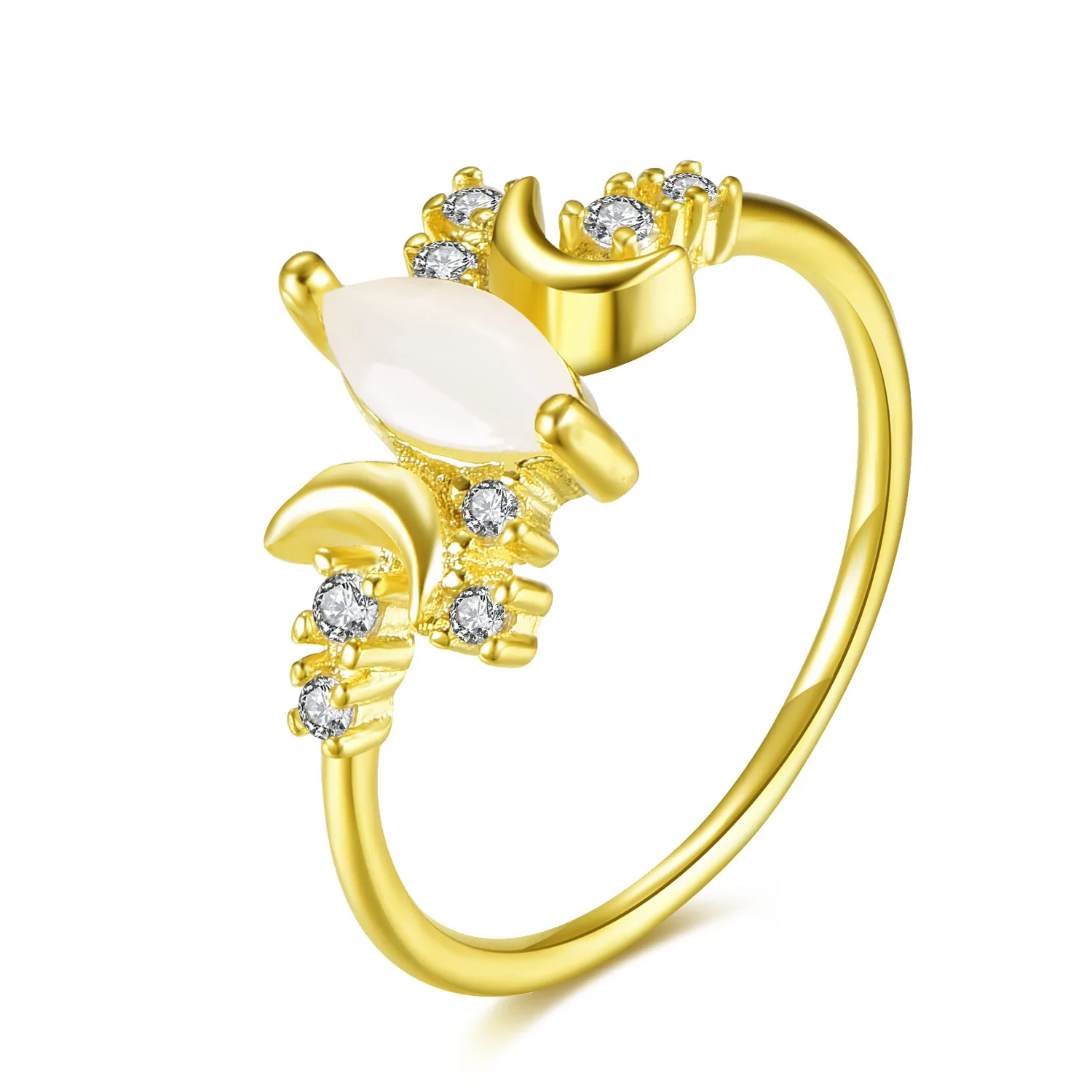 Newly launched popular women's 14k gold plated ring set with Australian black opal, highly sought after in Europe and America