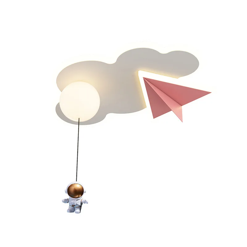 Nordic Creative Astronaut Astronaut Balloon Light, Cartoon Airplane Light Bedroom Ceiling Light