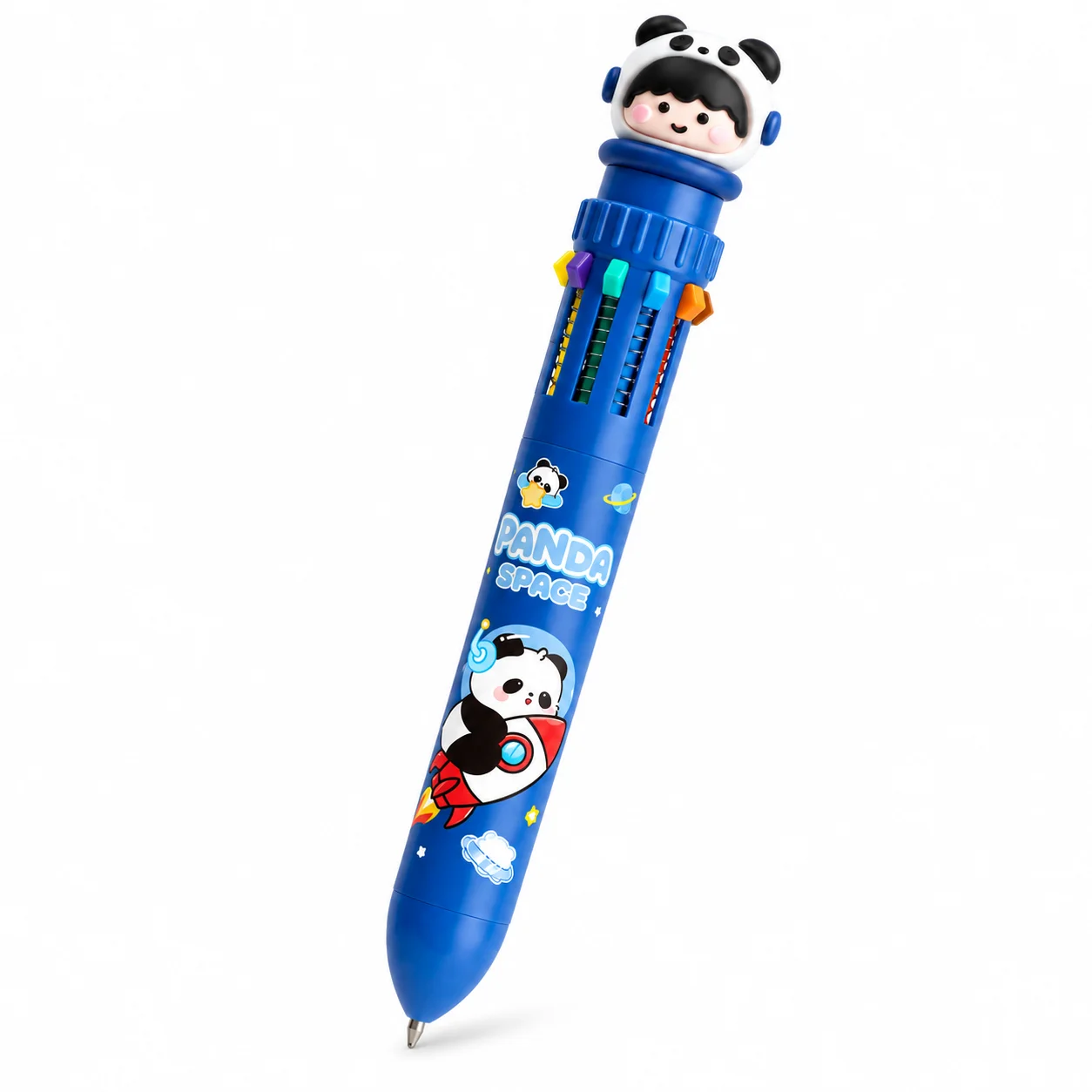 1PC 10 Color Multicolor Ballpoint Pen Panda Space Cartoon Retractable Pen for School Study Office Writing Stationery Gift