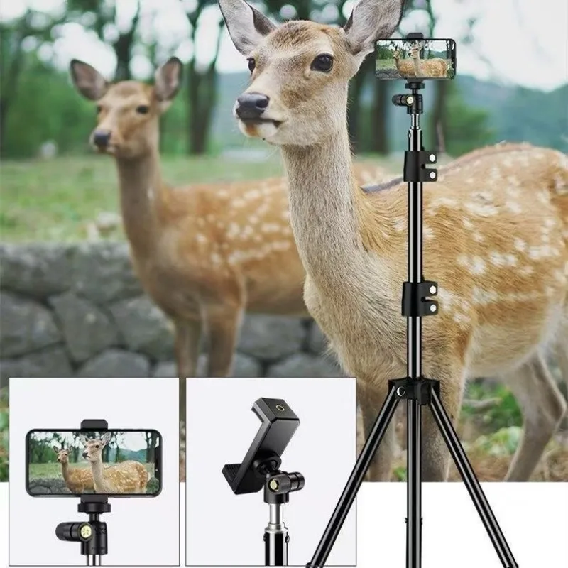 New Telescopic Tripod Mobile Phone Bracket Landing Tripod 2.1M Bracket Photo Camera Mobile Phone Live Bracket Selfie Stick