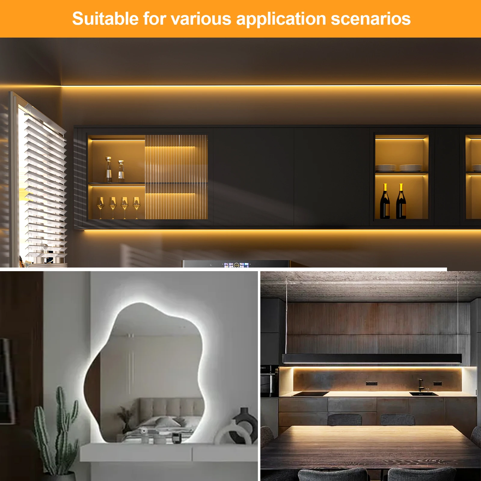 شريط إضاءة LED مقاوم للماء لديكور المنزل ، شريط مرن ، شريط إضاءة ، IP65 ، IP21 ، دافئ ، أبيض طبيعي ، تيار مستمر 12 فولت ، 24 فولت ، SMD ، مصباح LED لكل متر