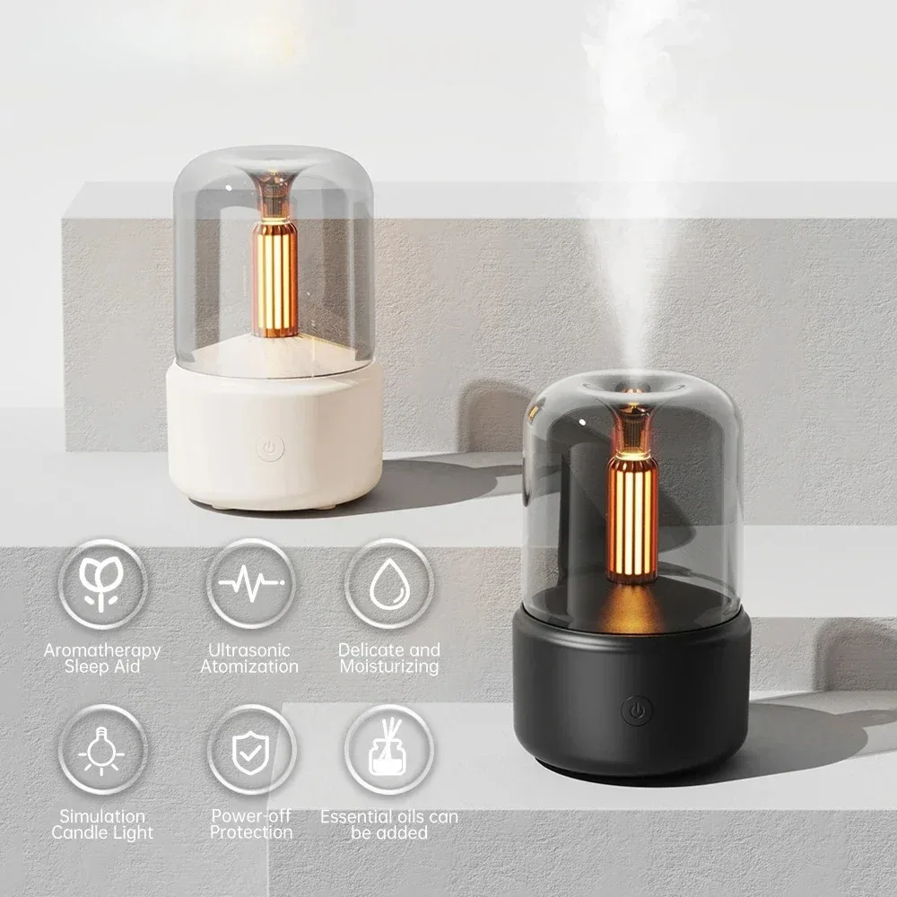 

Portable 120ml Electric USB Candlelight Aroma Diffuser Air Humidifier with LED Night Light Essential Oil Cool Mist Maker Fogger