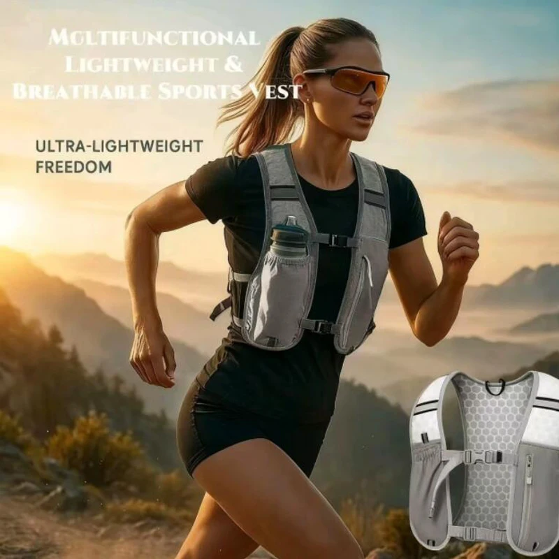 New Biking Running, Storage Vest/; Backpack Lightweight Running Vest Reflective Hydration Water Chest Pack Phone Storage Pocket