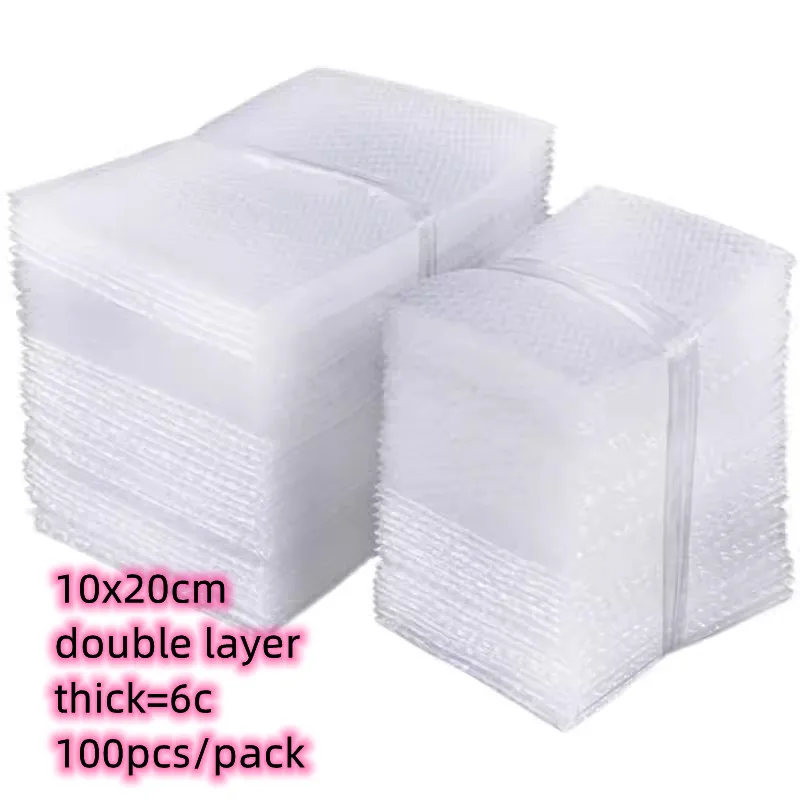 10x15cm Bubble Mailers for Shipping Packaging Bags Transaprent Double Layer Thick Wrap Bags Bulk Wholesale 100pcs