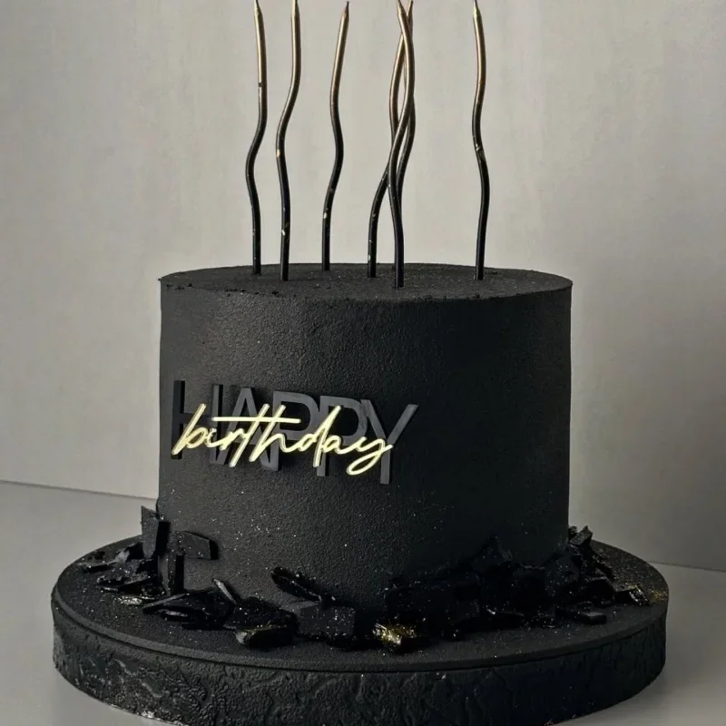Schwarzgold doppellagiger Acryl-Kuchenaufsatz, alles Gute zum Geburtstag, Dekoration für Jungen und Mädchen, Erwachsene, Party, Feier, Seitendekoration – Detail 6