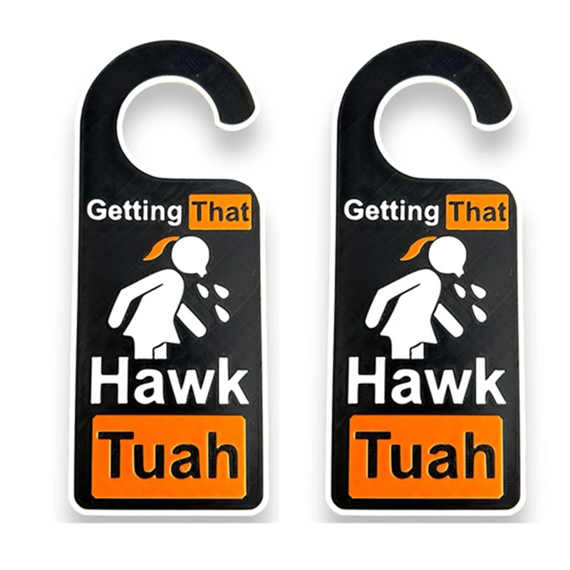 2PCS Hawk Tuah Door Hanger Funny Doorknob Hanger Gettingthat Hawk Tush