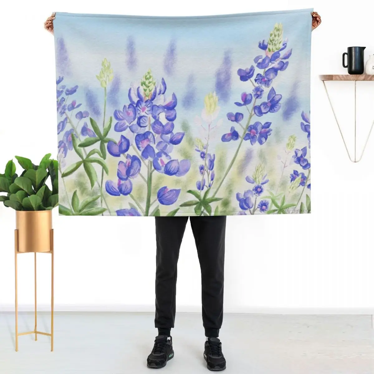 Bluebonnet Throw Blanket couch cozy soft plush fuzzy picnic outdoor blanket