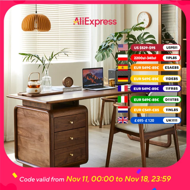 

Wooden Asthetic Designer Office Desks Modern Storage Writing Study Computer Desks Standing Drawers Escritorios Office Furniture