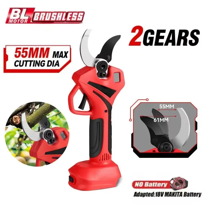 لماكيتا 18 فولت بطارية 55 مللي متر مقص كهربائي بدون فرش اللاسلكي تشذيب القص شجرة حديقة القاطع المتقلب أدوات كهربائية
