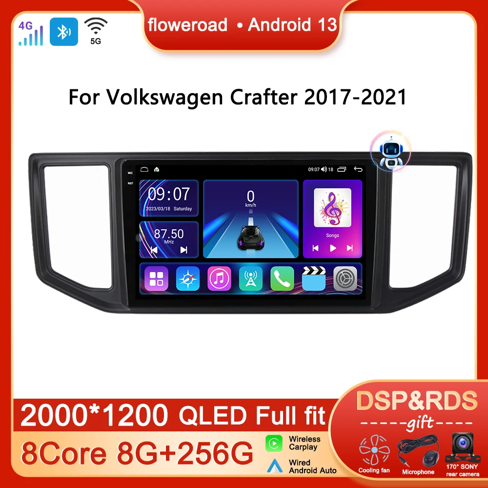 

8Core 8G+256G 4G WIFI Android For Volkswagen Crafter 2017-2020 Car Radio Multimedia Player Navigation GPS No 2din Stereo Carplay