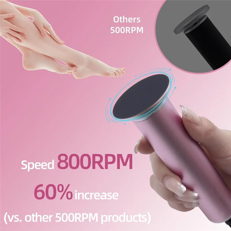 WHYY-電動フットスクラバー プロフェッショナルカルスリムーバー 足用 60個のサンドペーパーディスク付き ブラック