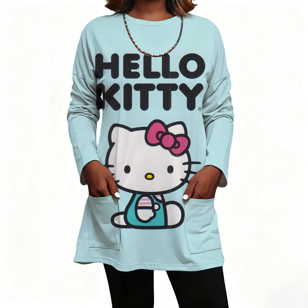 

Hello Kitty 3d Print T-Shirt Women Fashion Casual Oversized Long Sleeve T-shirt Women Clothing Flower Tops Tees
