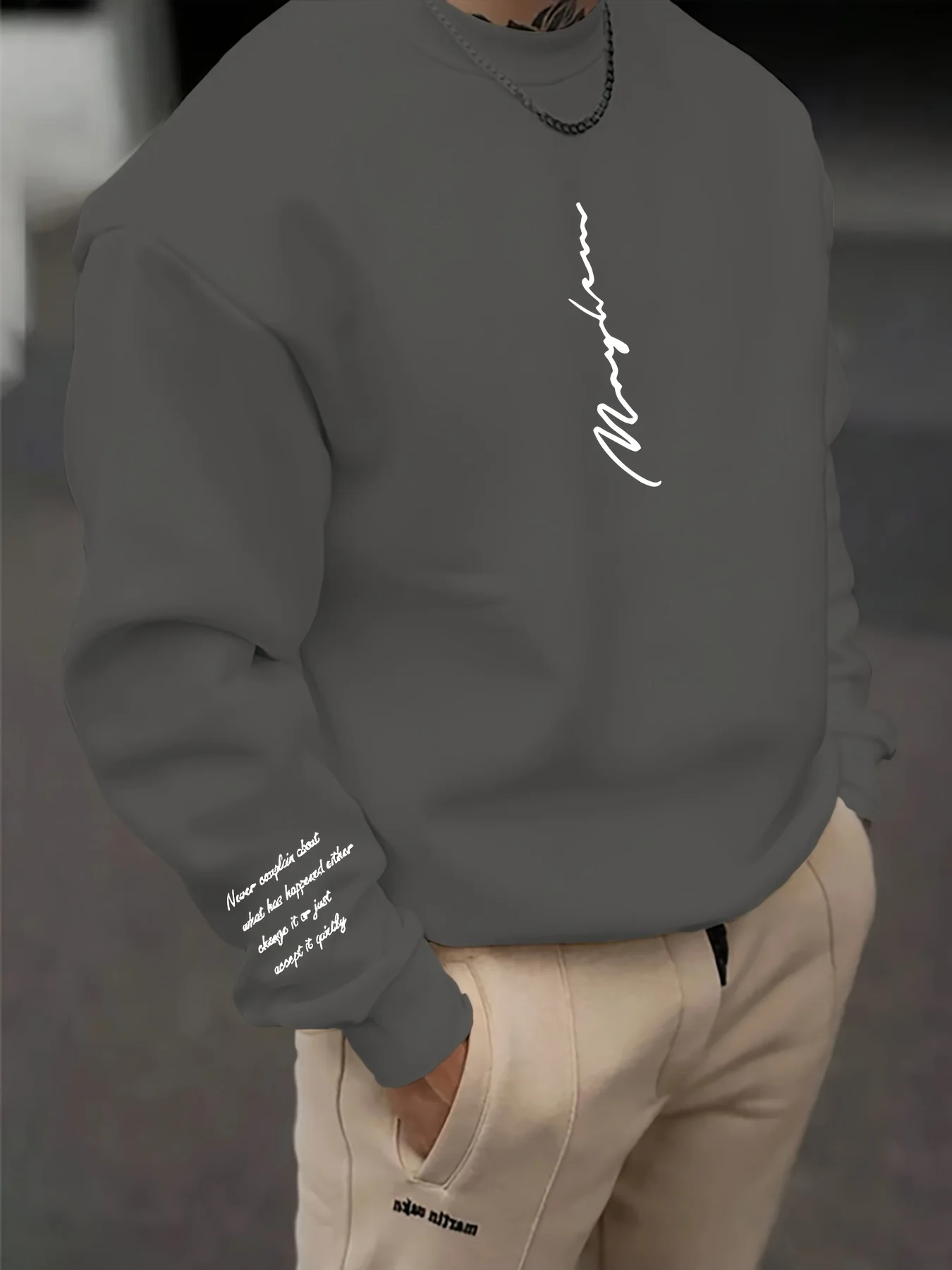 Autumn and winter men's round-neck sweater with letter printing warm comfortable casual fashionable street wear view 3