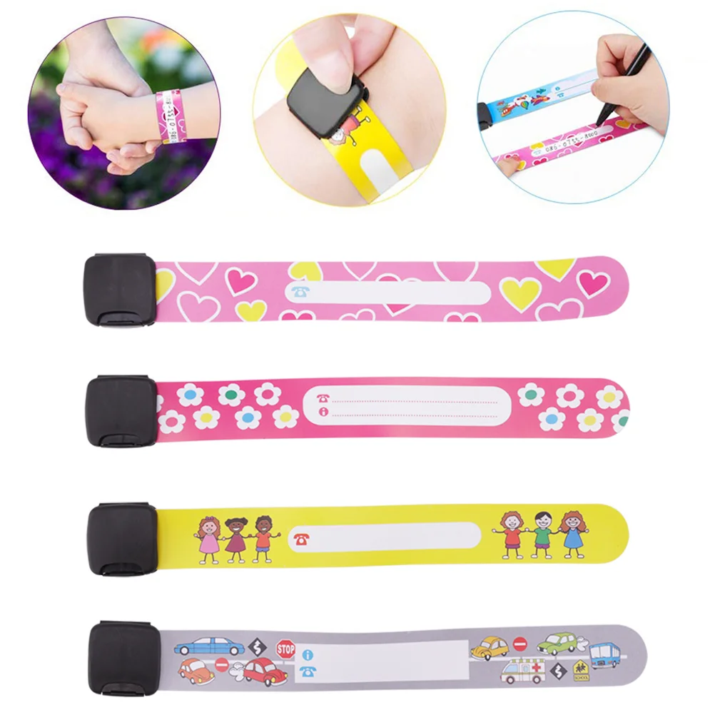 12 Stück Armbänder Armband für Kinder wasserdichtes Cartoon Armband Anti-Lost Travel