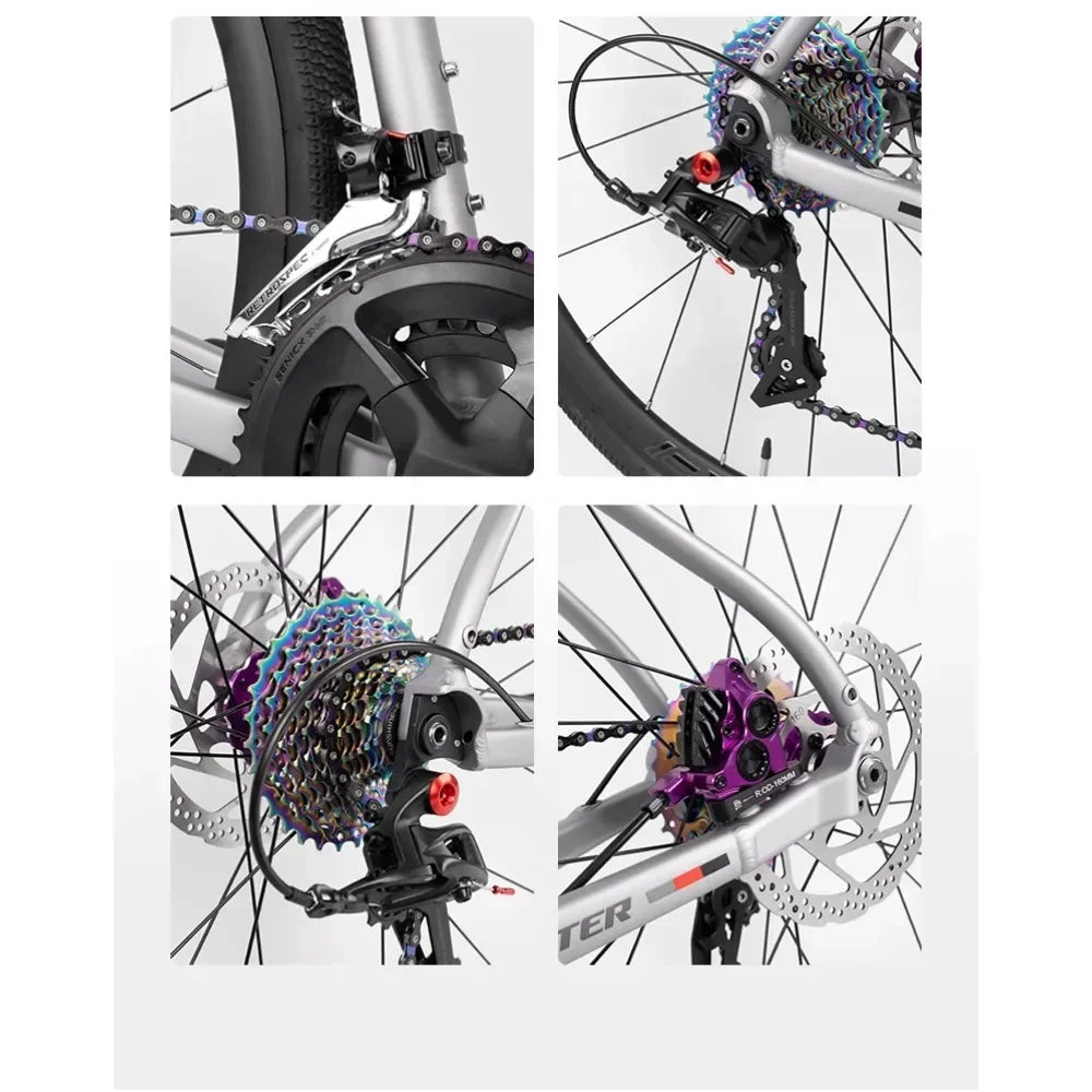 

Велосипед F.YUZE GRAVEL-G3 RS-24Speed 2025 года, 24-скоростной, алюминиевая рама 7005, четырехпоршневые гидравлические дисковые тормоза, карбоновая вилка, гравийный велосипед