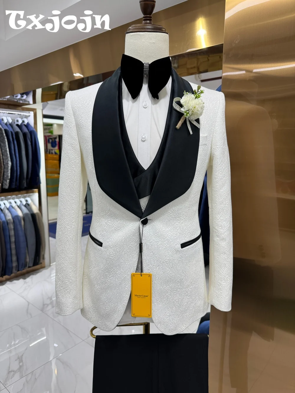 

Luxurious Jacquard Men's Suit Set 2025 Charming Single Breasted Men Office Suit Formal Peak Lapel Men For Business Wedding Suit