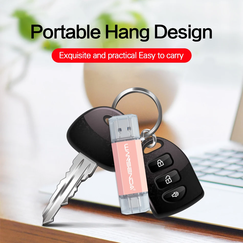 WANSENDA USB Type C Flash Drive 128GB 2-IN-1 USB-C High Speed Pendrive 512GB 256GB 64GB 32GB Thumbdrive for Type-C Mobile/PC