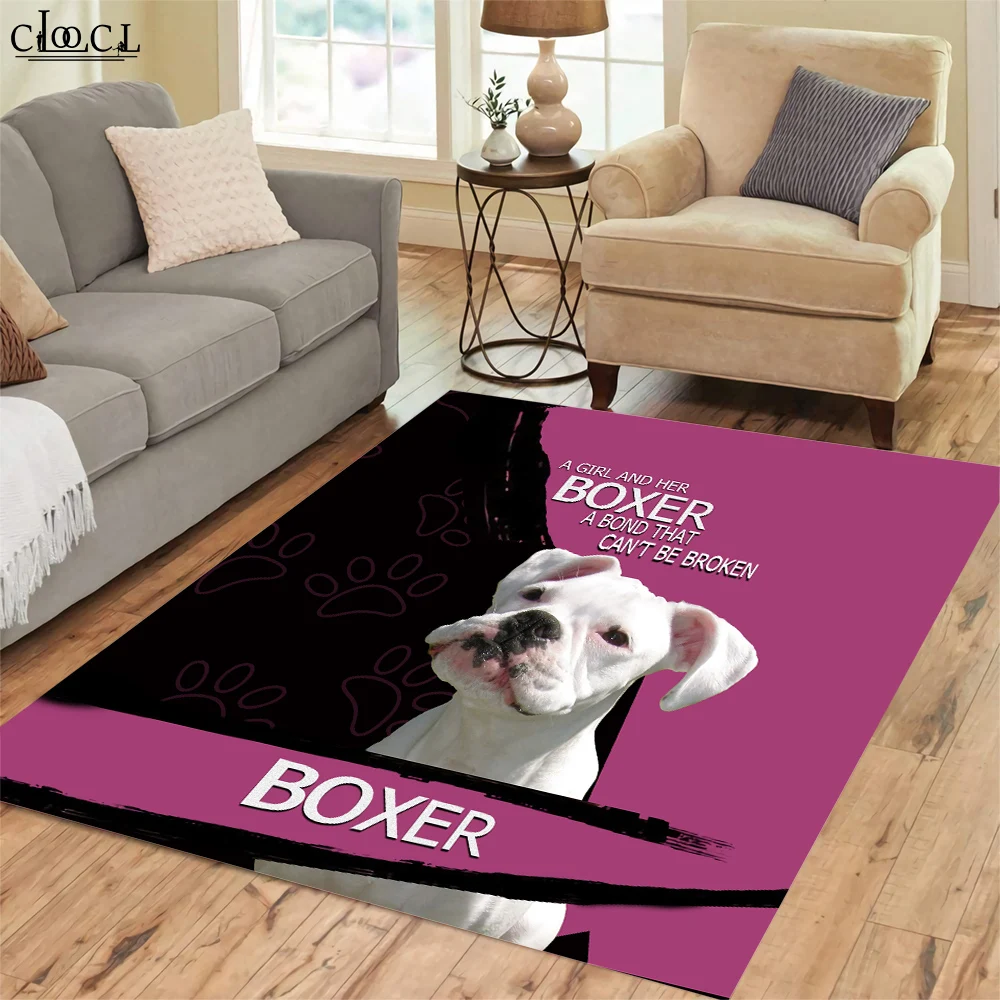 

HX New Fashion Carpet Cute White Boxer Puppy 3D Printed Carpets for Living Room Indoor Hallway Doormat Area Rugs 120X160cm