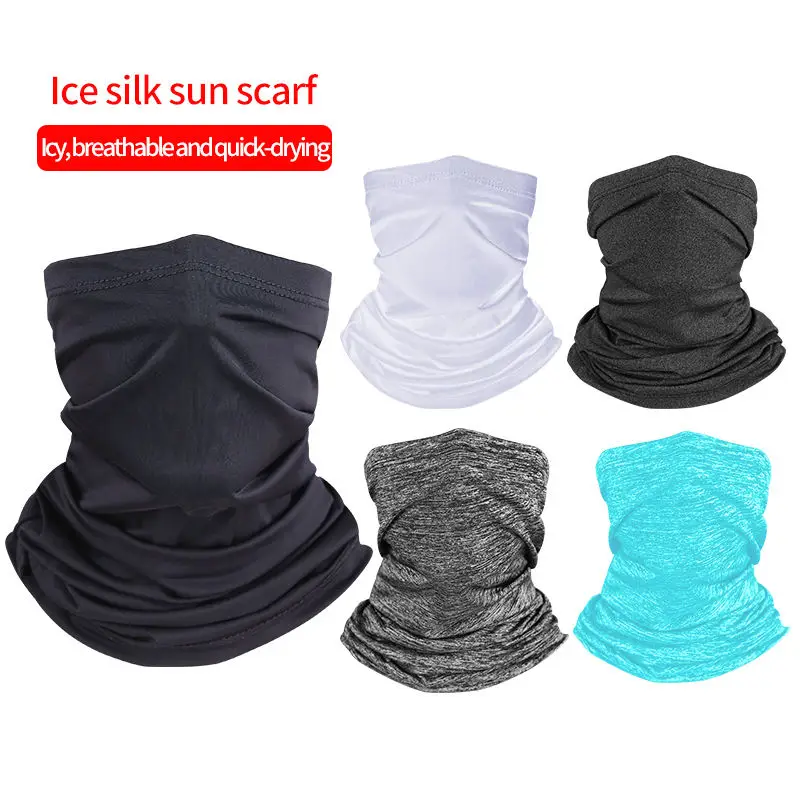 

High Elastic Fishing Cycling Sunscreen Mask Ice Silk Neck Bandana Scarf Outdoor Breathable Polyester Bicycle Half Face Cover