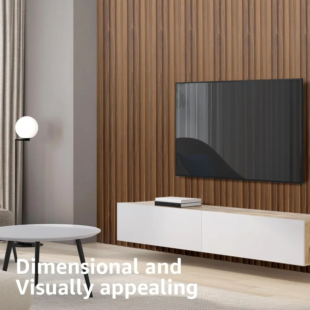 แผงผนังไม้ระแนง, แผ่นผนัง 3D กันเสียง WPC สําหรับการตกแต่งผนังภายใน, พื้นหลังทีวี, 8 แพ็ค 96 x 6 นิ้ว ไม้สัก