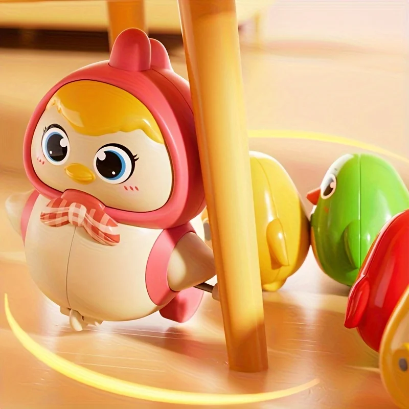 

1 Hen Leading 3 Chicks Crawling Toy Music Chick Walking Early Education Interactive Megnetic Toys Cute Chicken Training Supplies