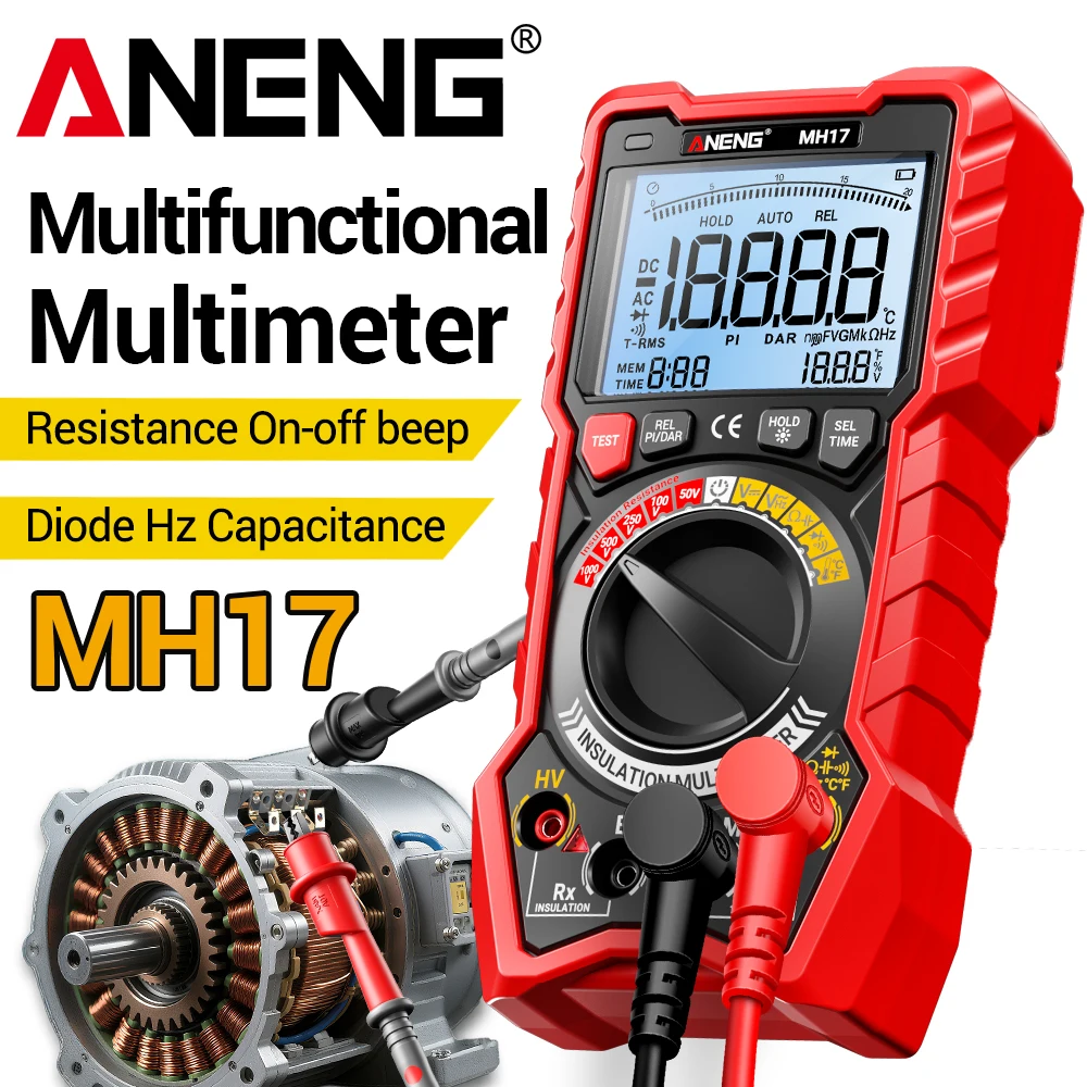 

ANENG MH17 intelligent anti burn multifunctional electrician maintenance voltage current resistance on/off multimeter