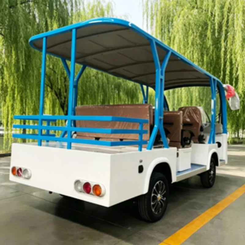 Environmentally Friendly Electric Sightseeing Bus 14 Seater Electric Shuttle Bus 72V Lithium Free Custom Body And Seats Color