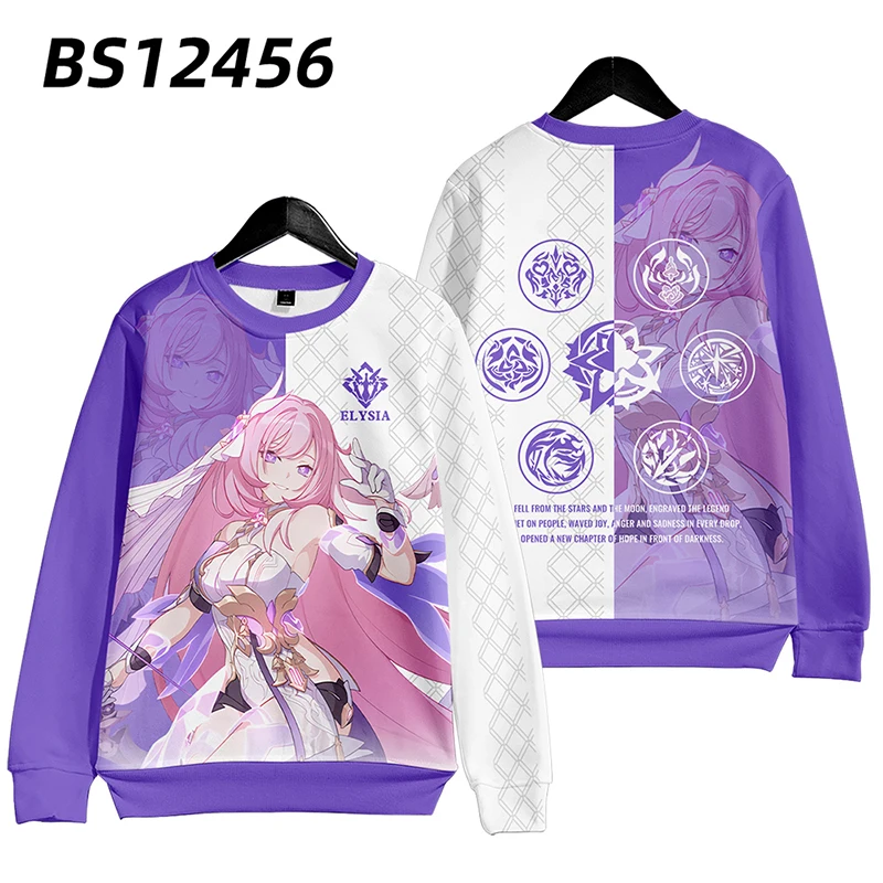 Gra Honkai Impact 3 Elysia Cosplay bluza z kapturem dla mężczyzn bluza w stylu Harajuku odzież uliczna kurtka Hip Hop odzież wierzchnia z kapturem