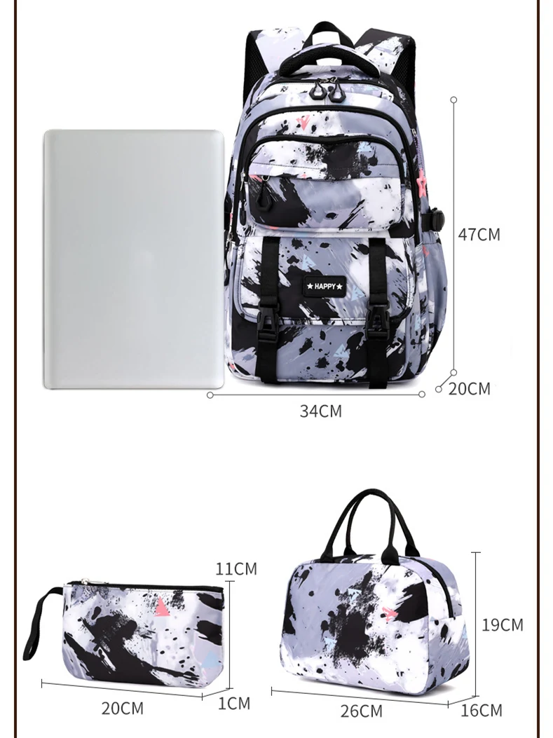 3 PCS Camouflage Design Kids Backpacks for Girls School Bag with Lunch Box purse Cute Bookbag Kids Backpack waterproof schoolbag