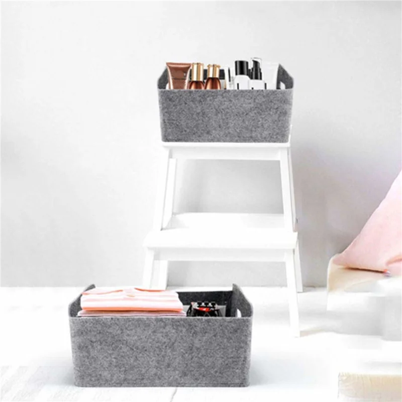 

ABVT-12Pcs Felt Storage Basket/Bin With Handles, Collapsible & Convenient Storage Solution