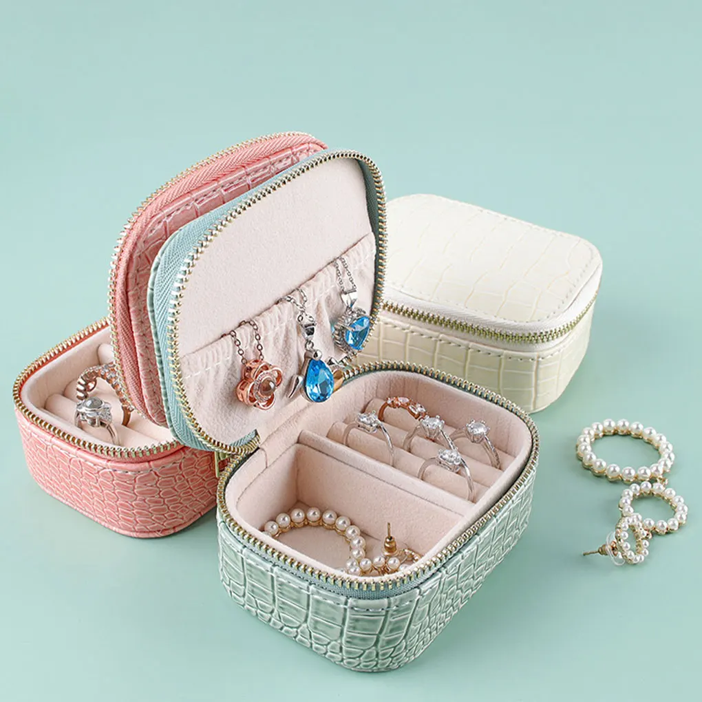 

Women PU Leather Jewelry Box Organizer Earrings Container Wedding