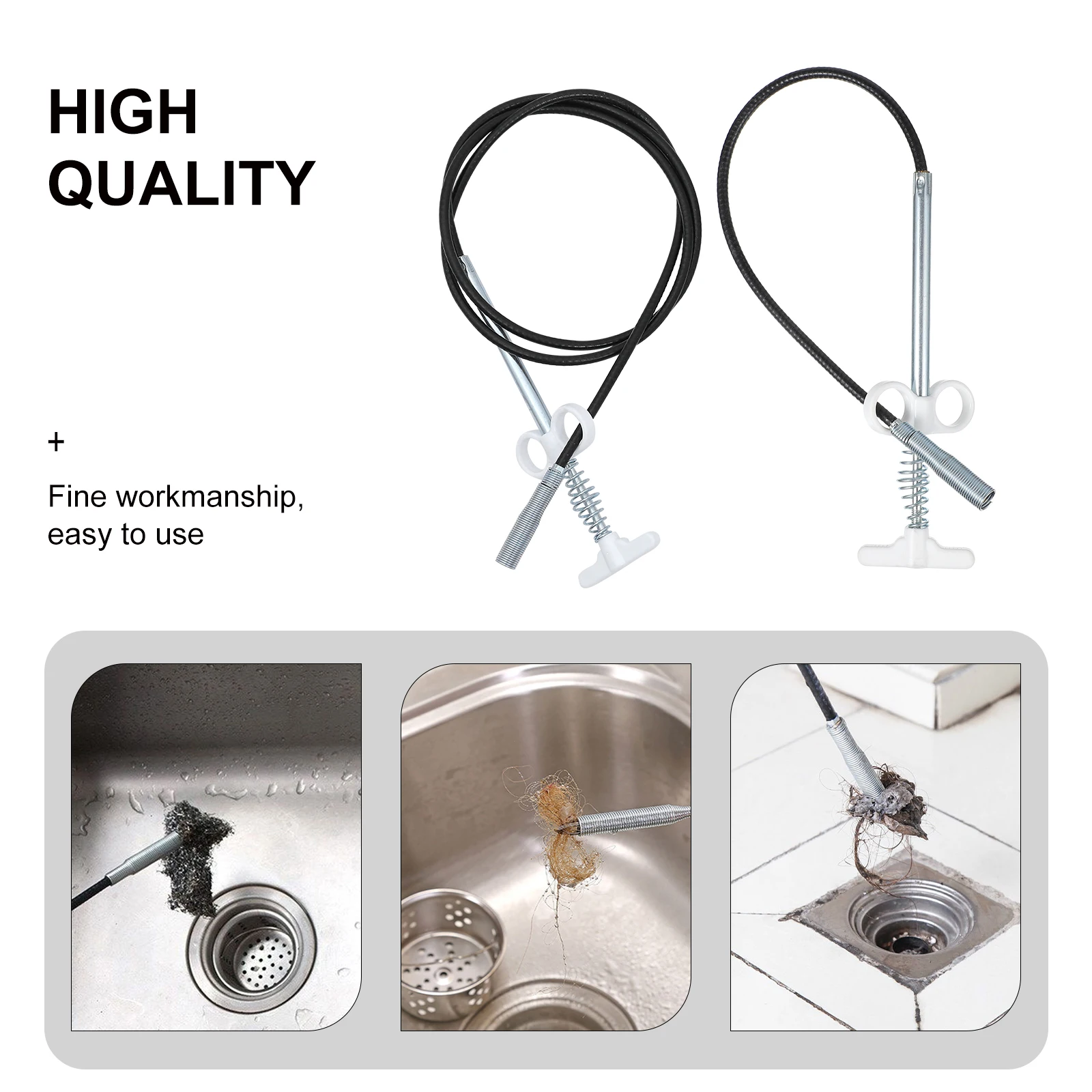 

2pcs Stainless Steel Drain Cleaning Tool Flexible Drain Claw Grabber Durable Pipe Unclogger Hair Remover Bendable Sewer Pickup